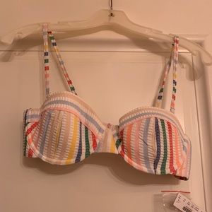 Jcrew Seersucker Striped Bikini Top